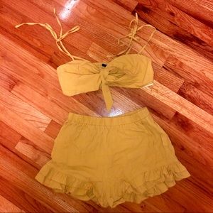 Yellow two piece romper set